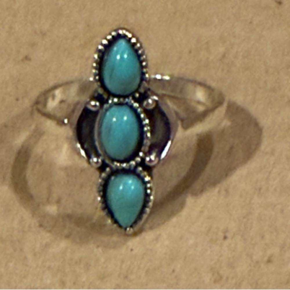 NEW Silver Turquoise Ring Size 9